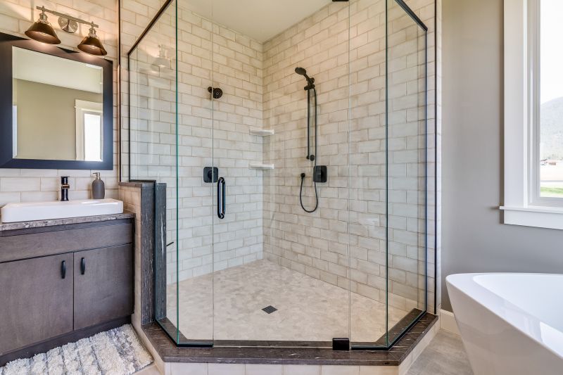 Contemporary Shower with Glass Panel
